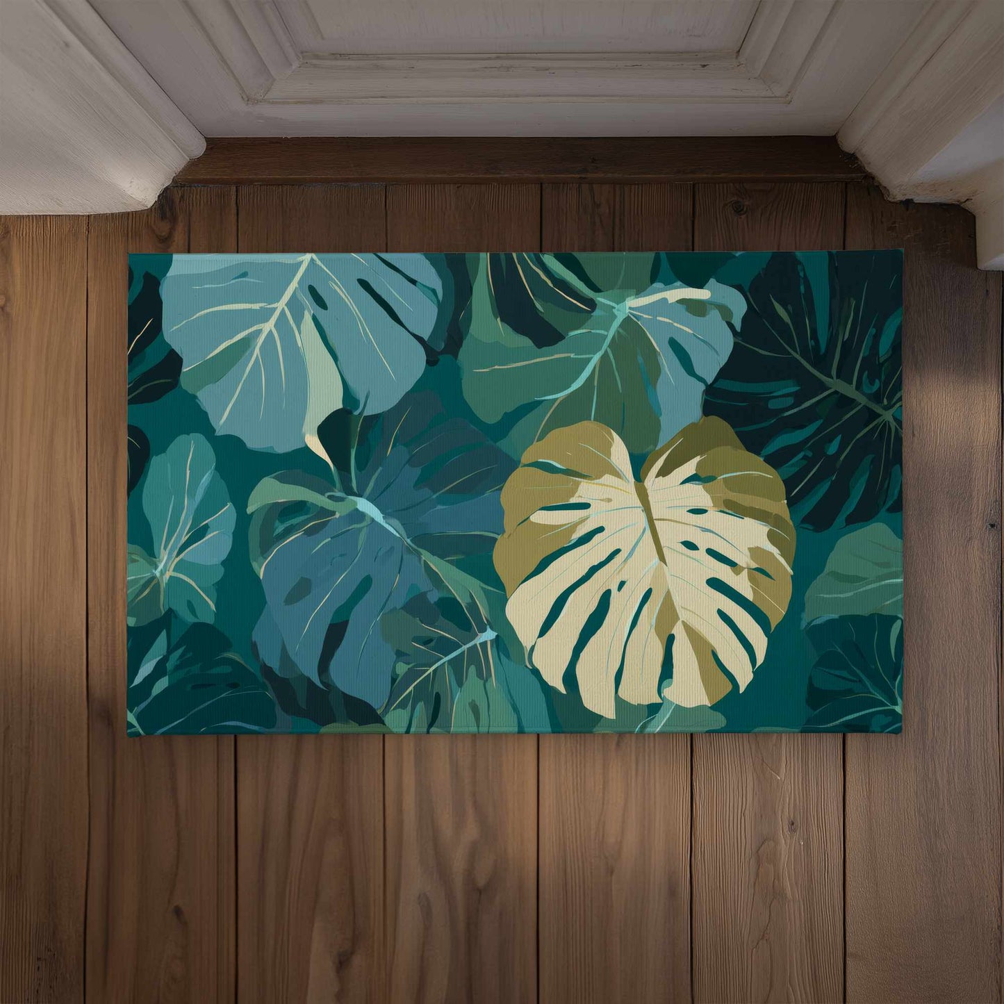 Tropical Leaf Veil Door Mat - Indoor Outdoor Home Decor