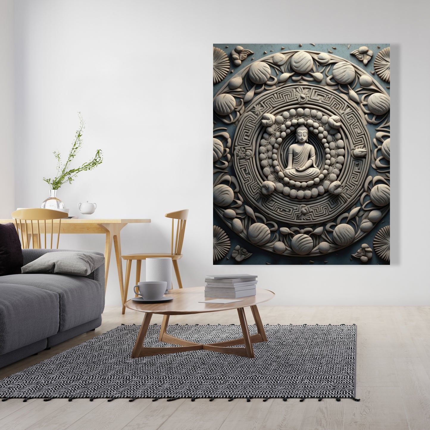 Spiritual Peace - White Canvas Home Decor | Tranquil Art