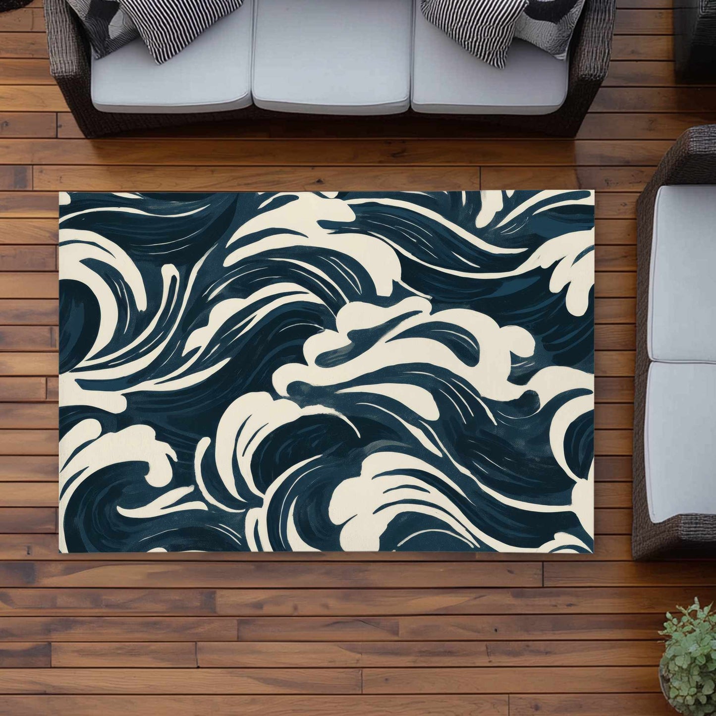 Tapis d'extérieur Midnight Ocean Flow | Accessoire de décoration élégant pour la maison