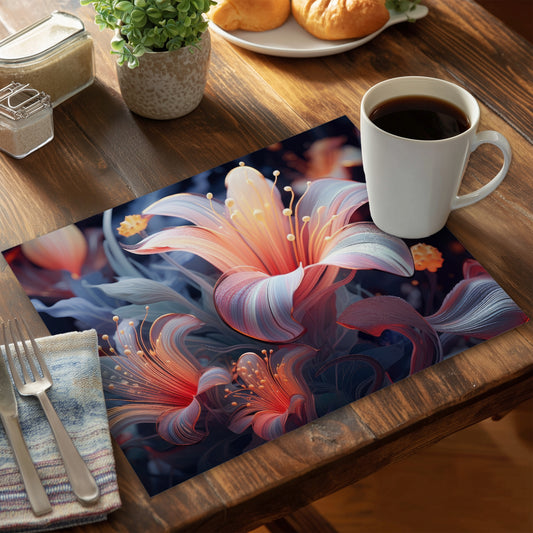 Astral Bloom Red Polyester Placemat for Home Decor | Stylish Tableware