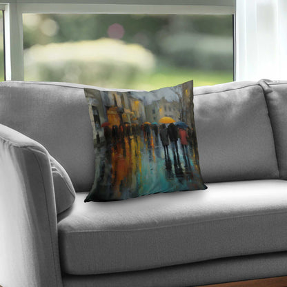 Rainy Day Poly Twill Throw Pillow - Cozy Home Decor Accent
