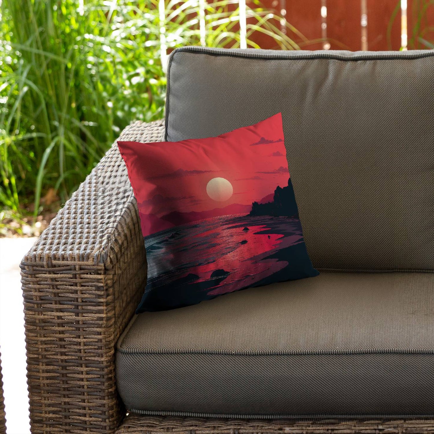 Red sky - Throw pillow - Print on demand