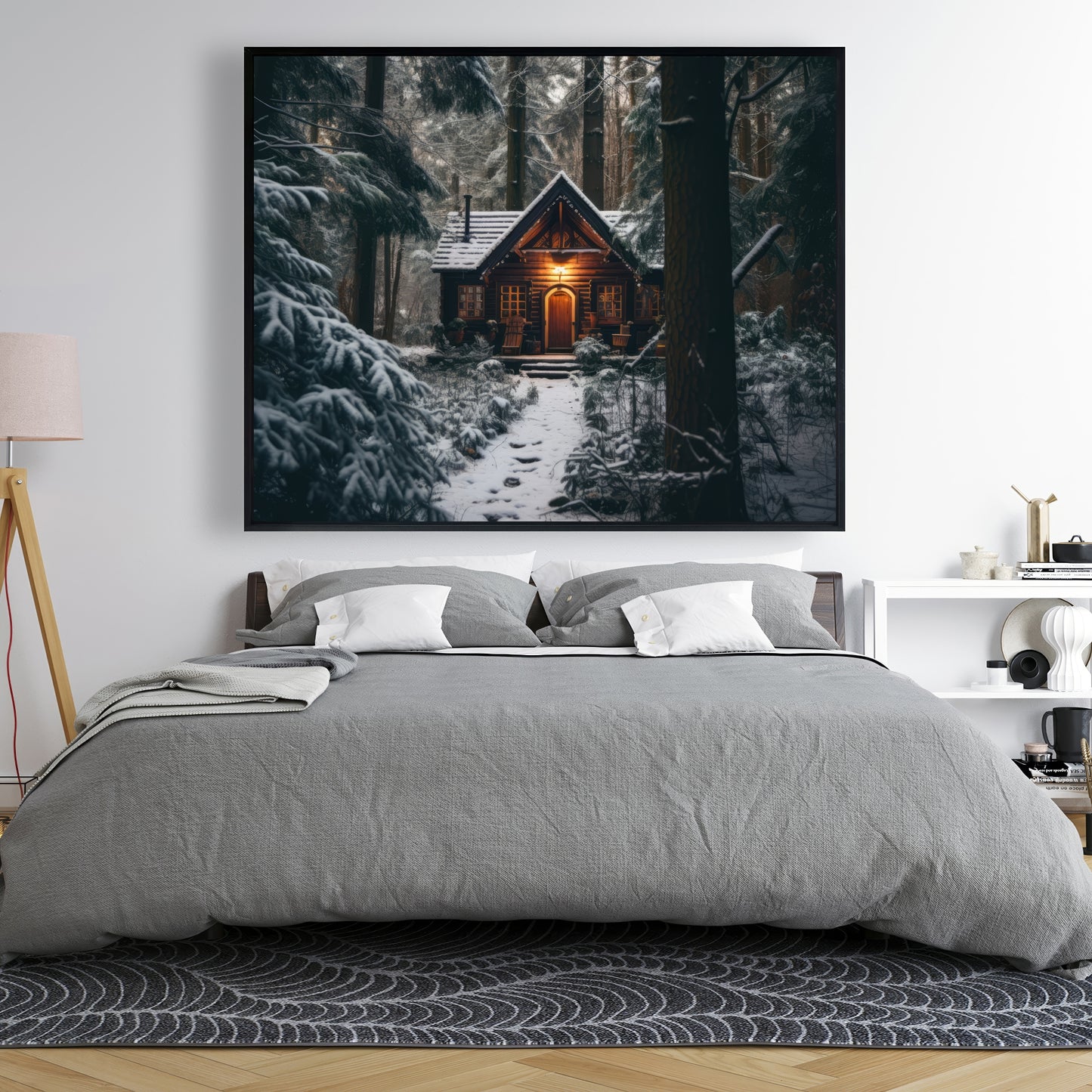 The lone cabin - 36"x36" Framed canvas