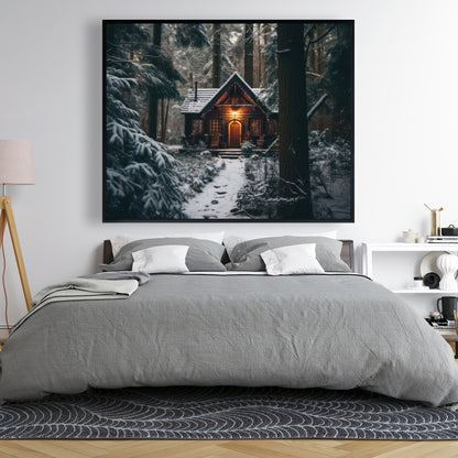 The lone cabin - 36"x36" Framed canvas