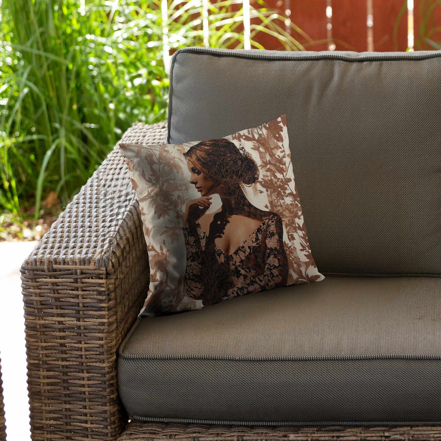 Coussin décoratif Contemplation en sergé de polyester - Décoration élégante pour la maison