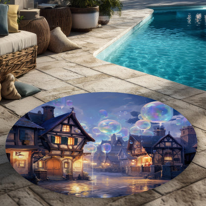 Tapis d'extérieur rond Bloopy town pour une décoration intérieure élégante