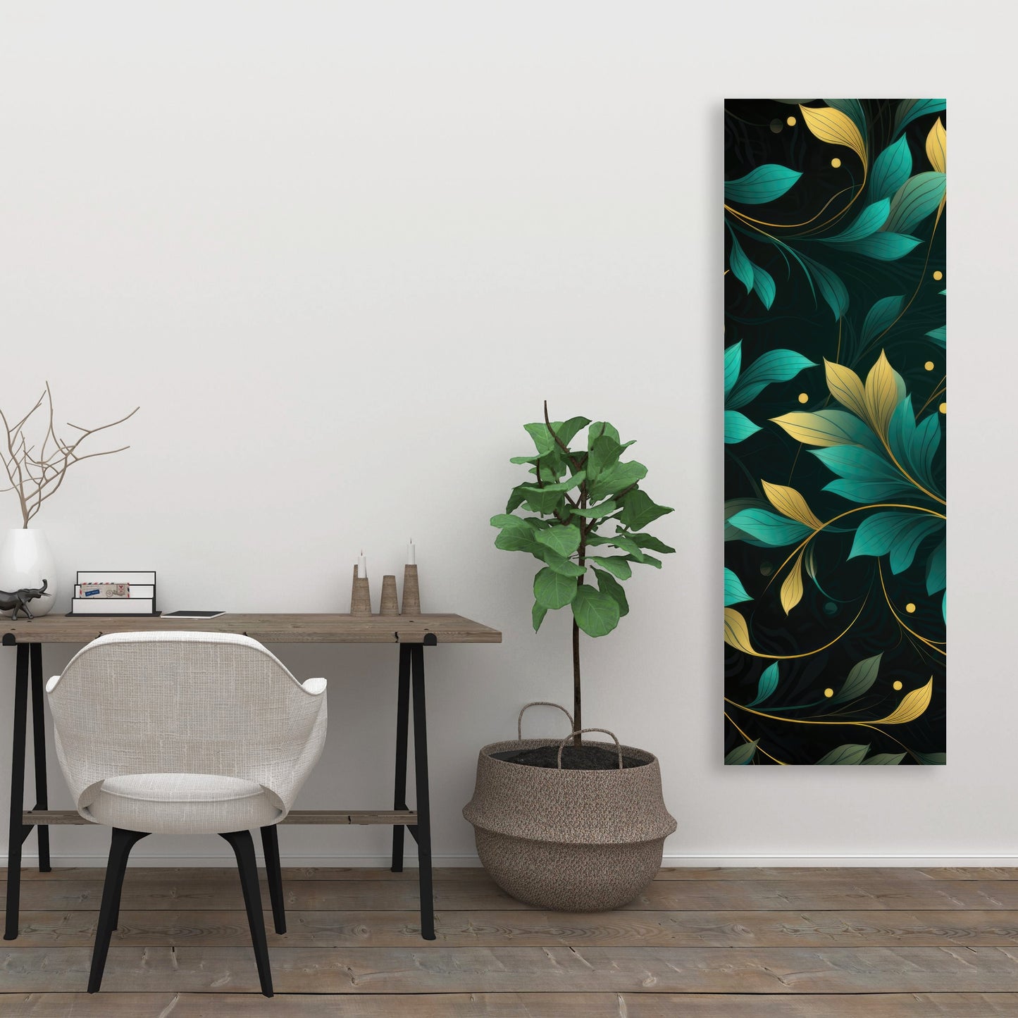 Twirling Twigs - Turquoise Canvas Home Decor Art Piece