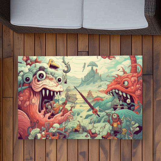 Day of Reckoning - Turquoise Outdoor Area Rug for Home Decor