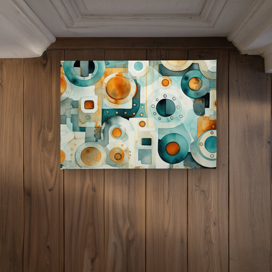 Decomposed Porthole Turquoise Indoor Outdoor Door Mat | Decor