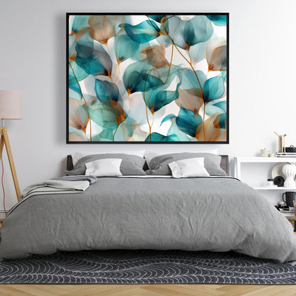 Teal and Brown Turquoise Framed Canvas for Home Decor
