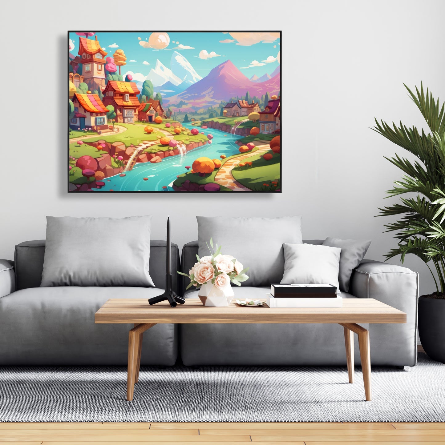Sweet town - 36"x36" Framed canvas