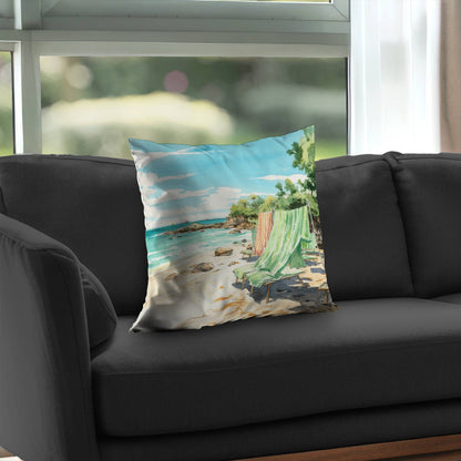 Beach Calm Poly Twill Throw Pillow - Home Decor Accent