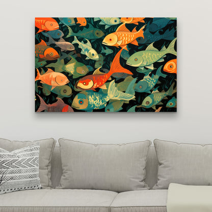 Simple Fishes - Orange Canvas Home Decor for Vibrant Spaces