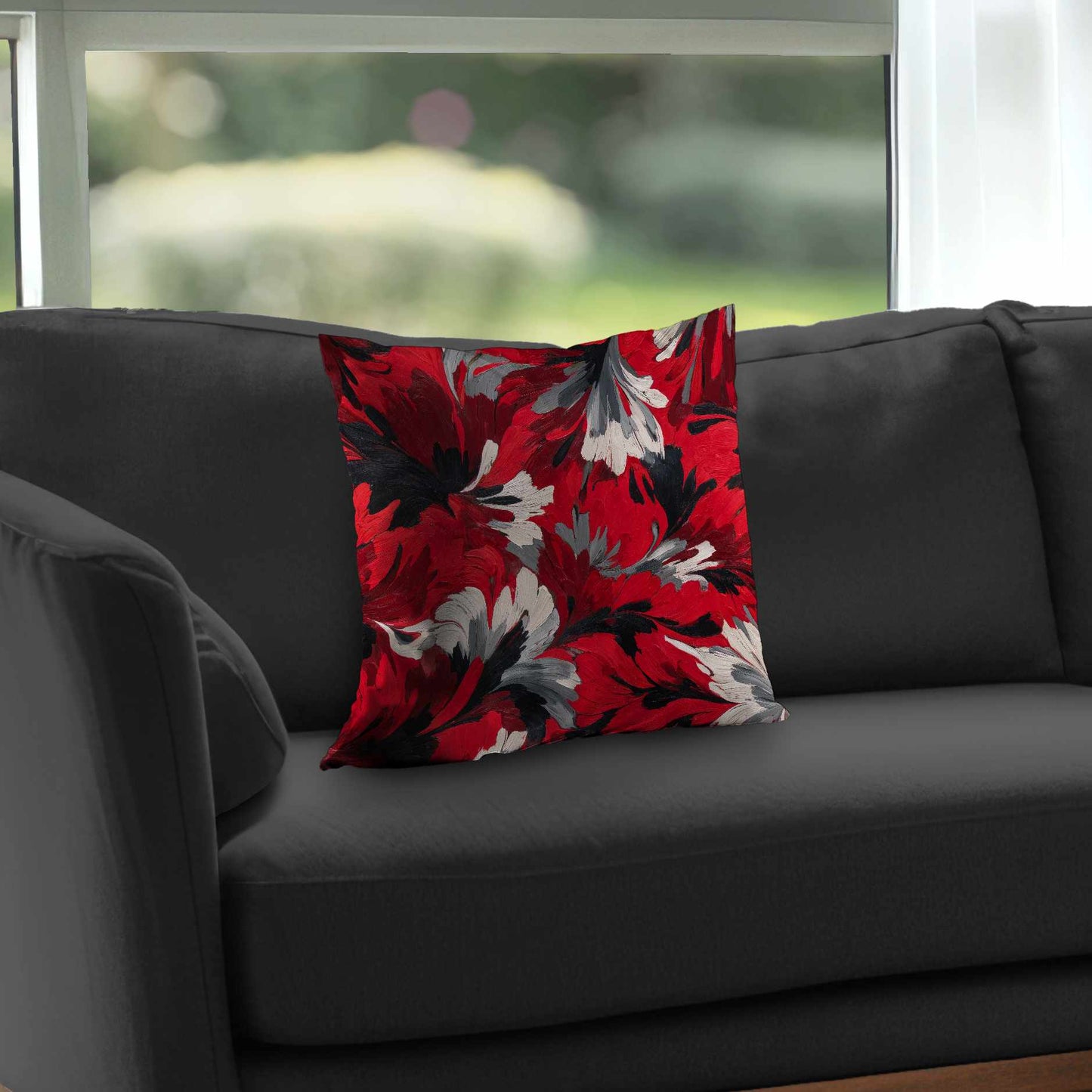 Red Flow Poly Twill Throw Pillow - Stylish Home Decor Accent