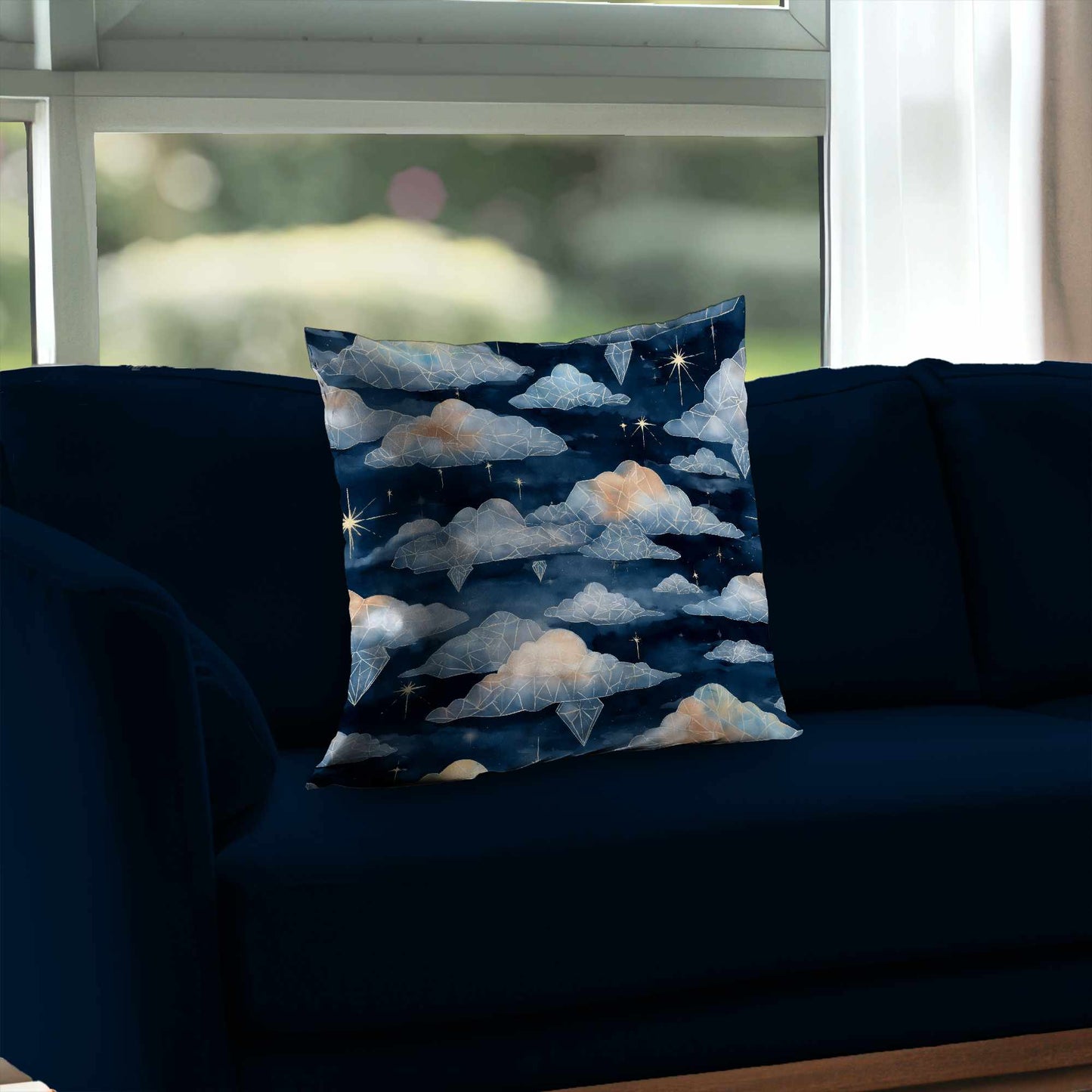 Oreiller décoratif en sergé polyester Nuages de cristal célestes