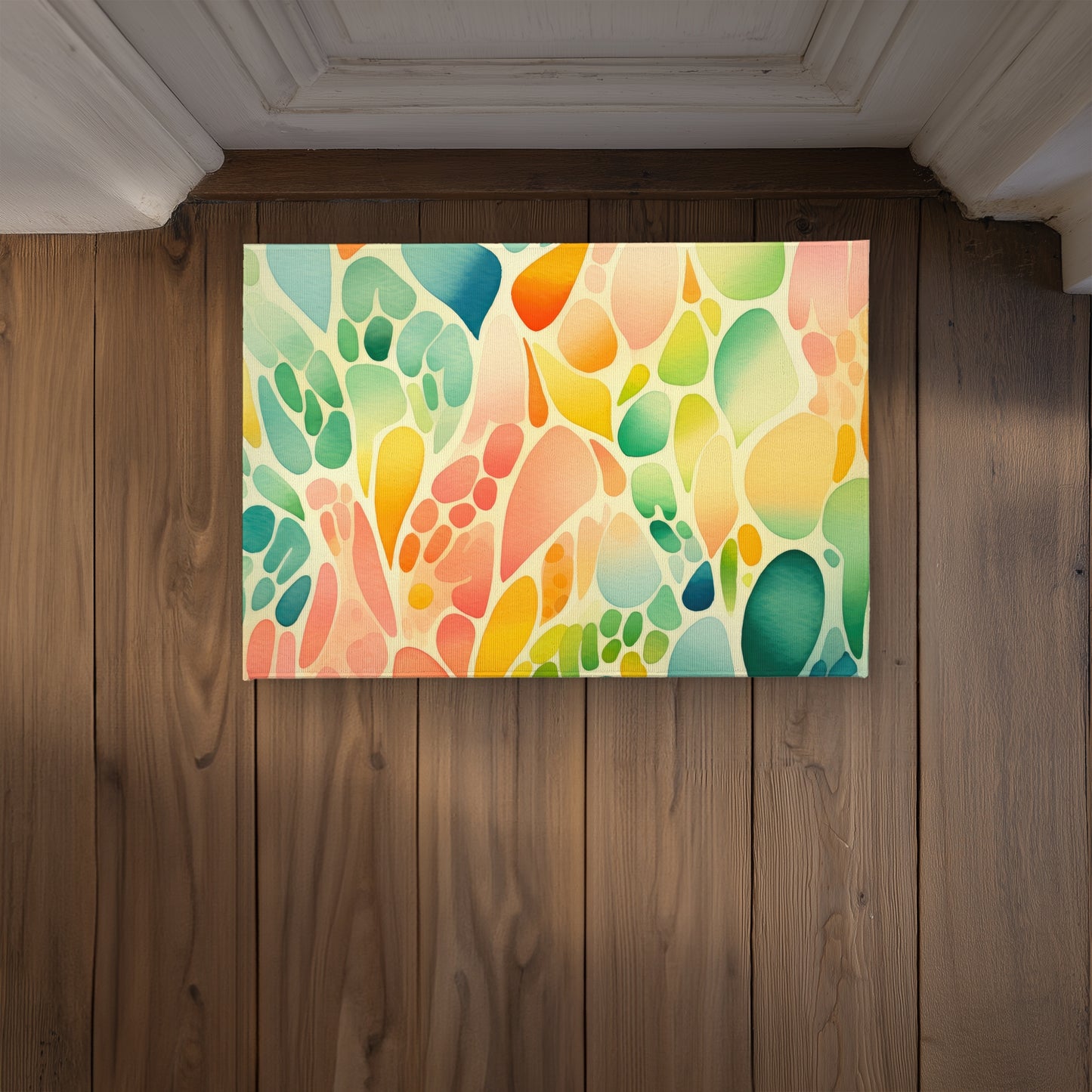 Organic Fruits Turquoise Indoor Outdoor Door Mat | Decor