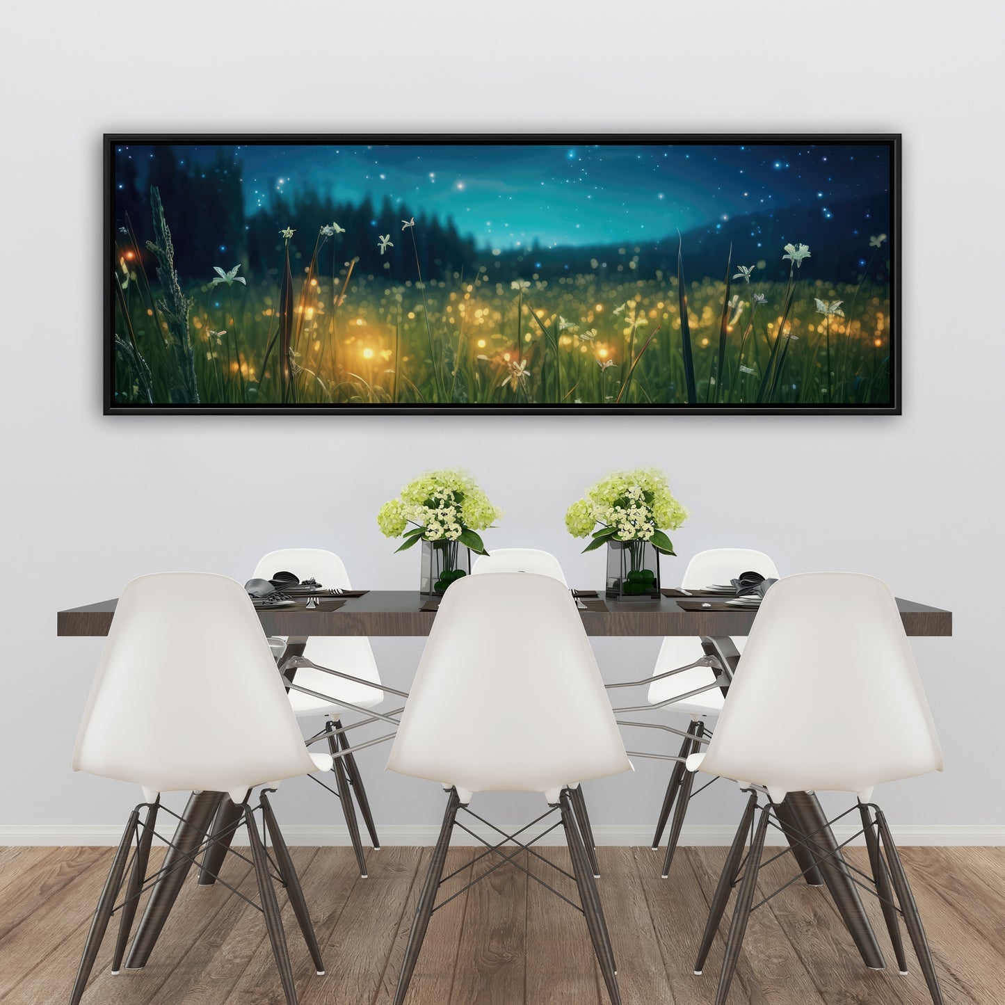Fireflies at night - 36"x36" Framed canvas