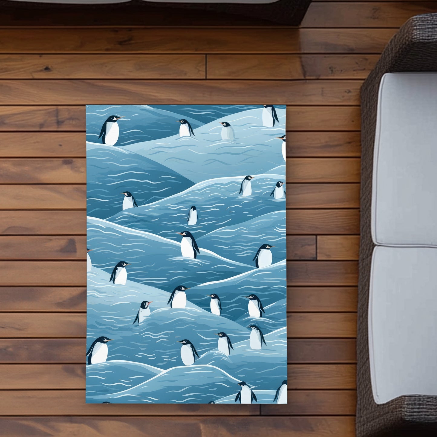Tapis d'extérieur décoratif Les pingouins en balade | Élégant