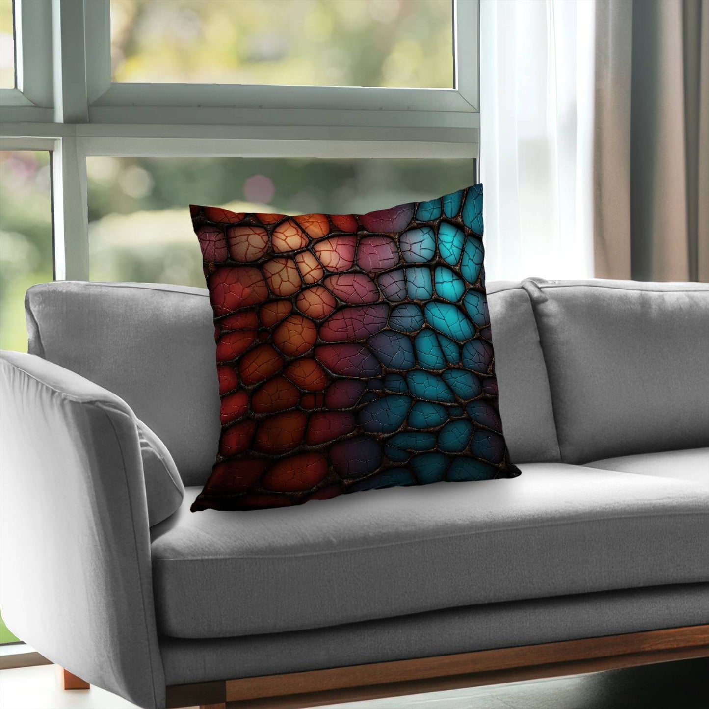 Oily leather - Throw pillow - Print on demand