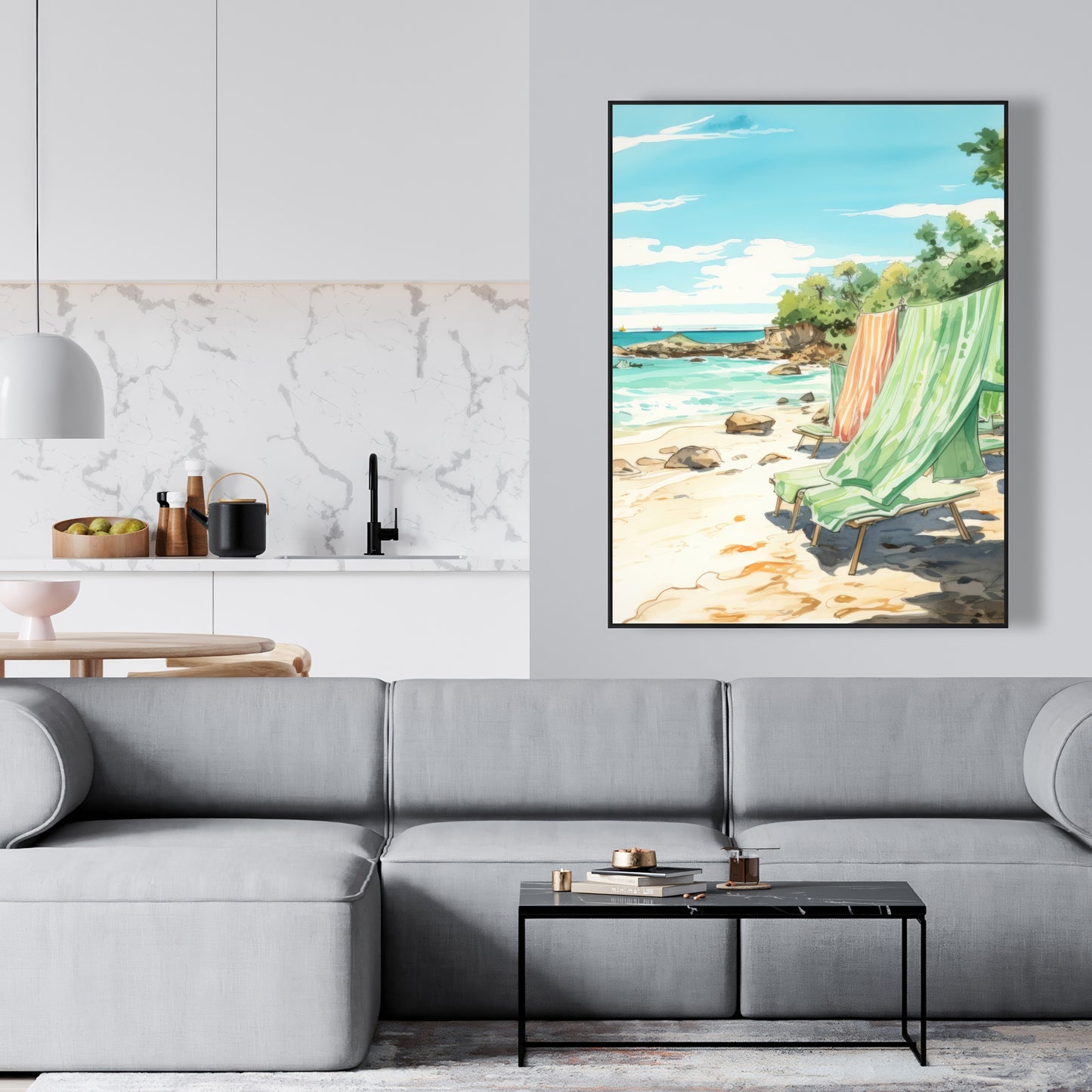 Beach calm - Framed Canvas - Print on demand