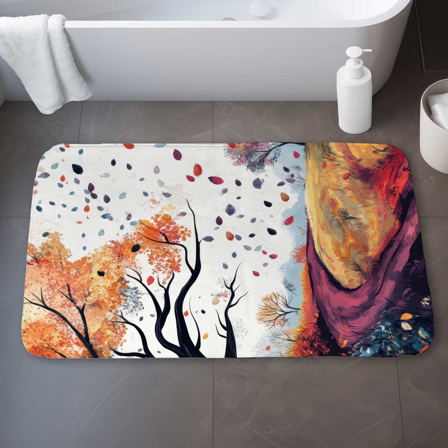 Blowing Leaves Bath Mat | Stylish Home Decor Rug