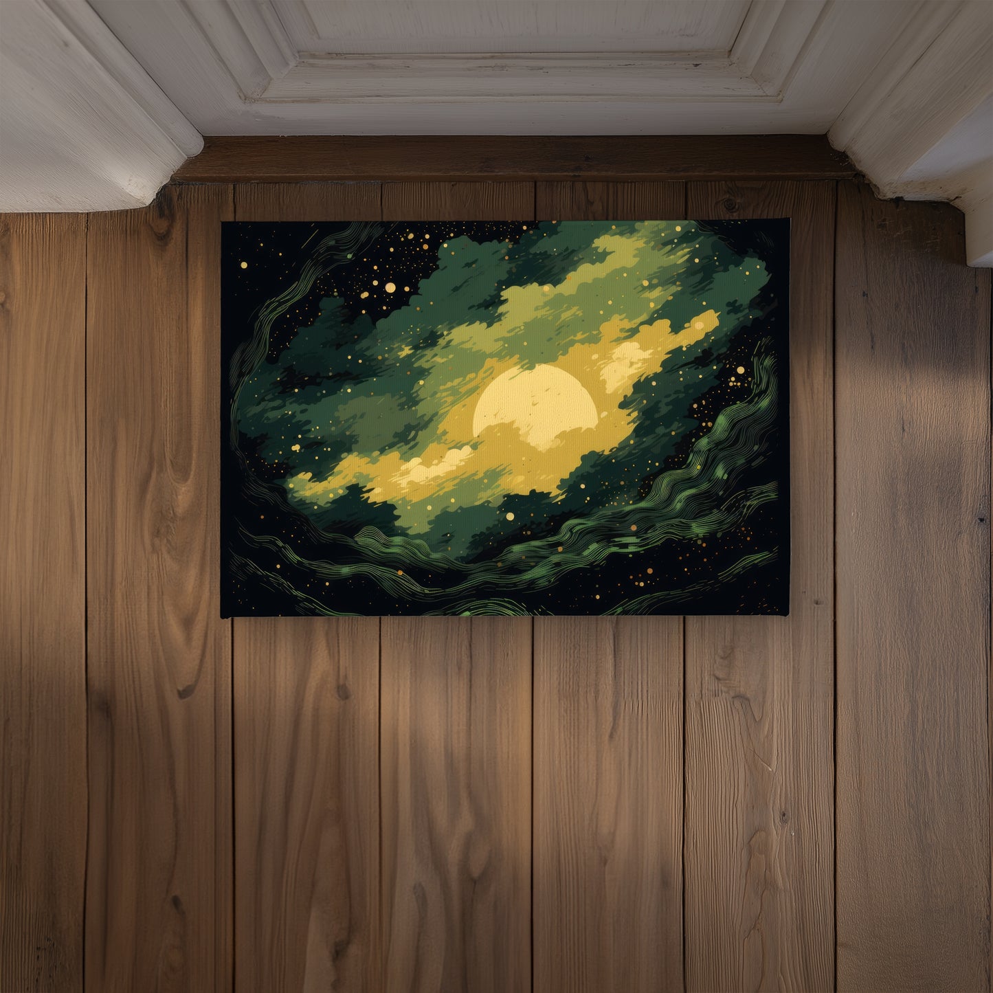 Cloudy Star Yellow Indoor Outdoor Door Mat - Home Decor