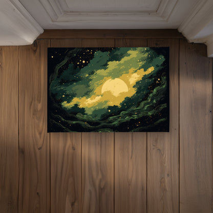 Cloudy Star Yellow Indoor Outdoor Door Mat - Home Decor