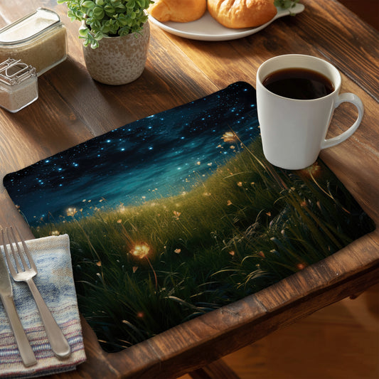 The night sky - Green Braided Polyester Placemat | Home Decor