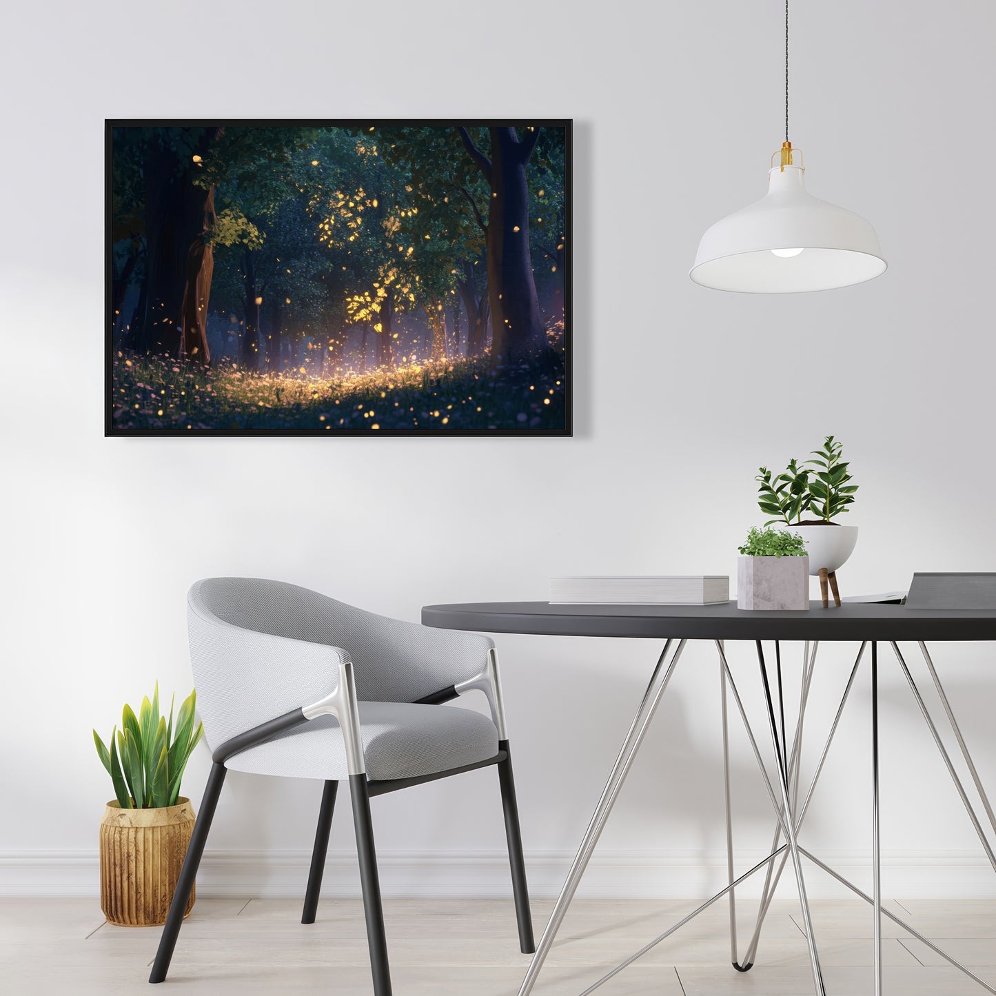 Glowing leaves - 36"x36" Framed canvas
