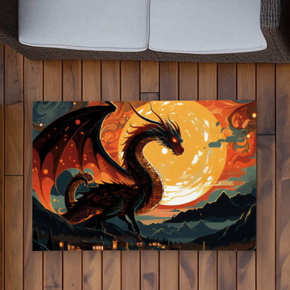 Imminent Destruction Orange Outdoor Area Rug for Home Decor