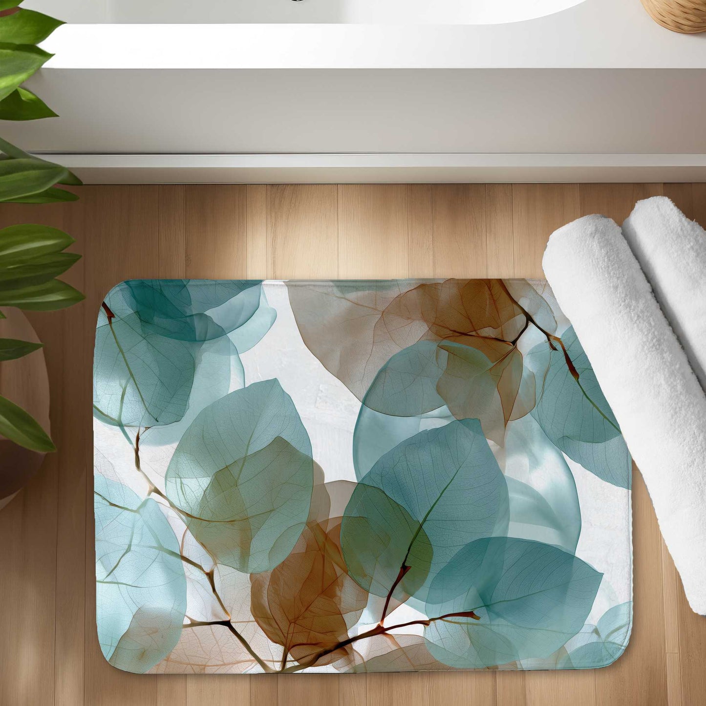 Translucent Leaves Bath Mat | Stylish Home Decor Rug