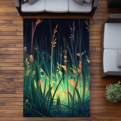 Between Twigs Turquoise Outdoor Area Rug for Home Decor
