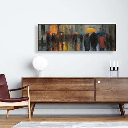 Rainy Day Red Framed Canvas - Home Decor Art Piece