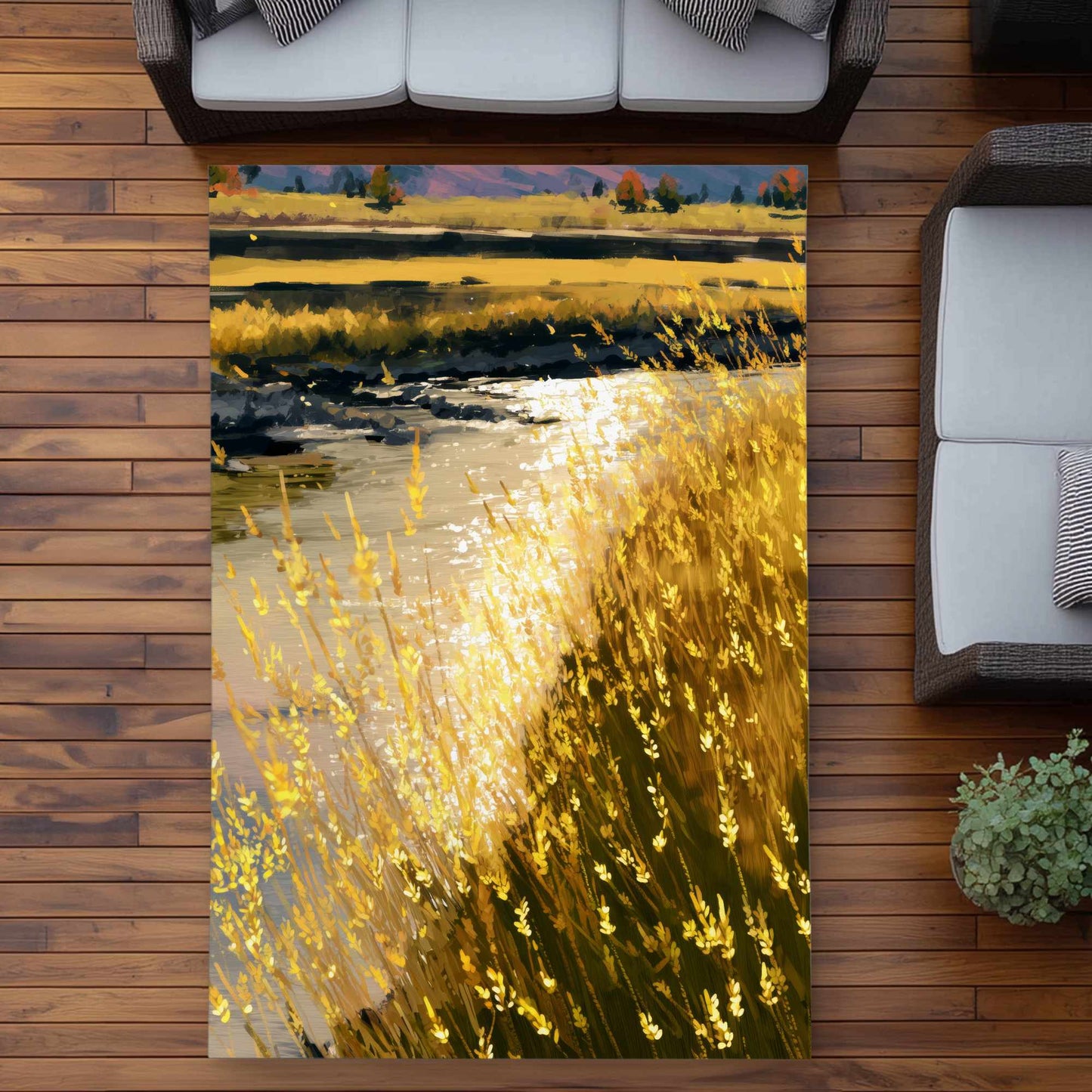 Tapis d'extérieur lumineux Golden Stream | Accessoire de décoration intérieure