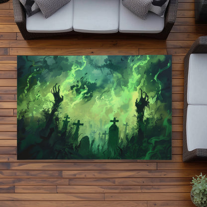 Tapis d'extérieur turquoise Reaching Hell | Accessoire de décoration intérieure
