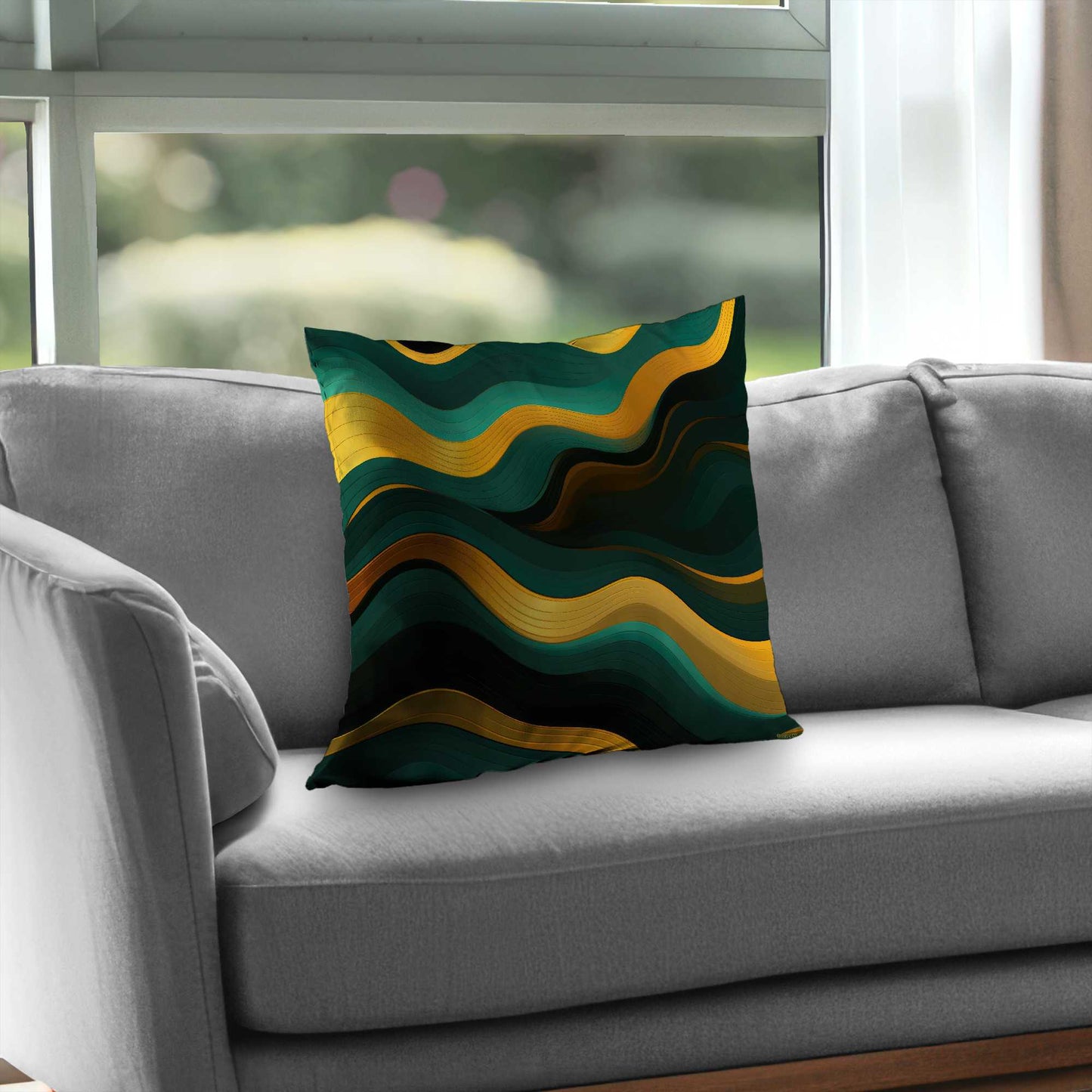 Golden Harmony Poly Twill Throw Pillow | Home Decor Accent