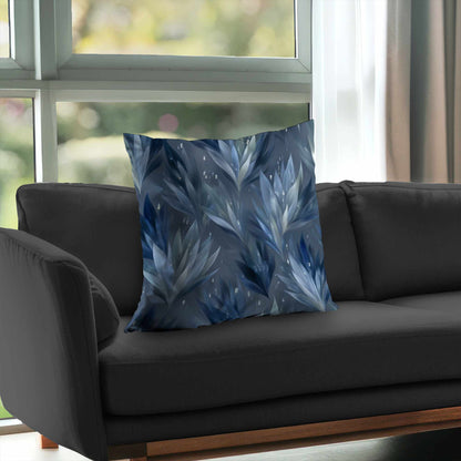 Coussin décoratif en sergé de polyester à motif feuilles glacées - Décoration élégante pour la maison