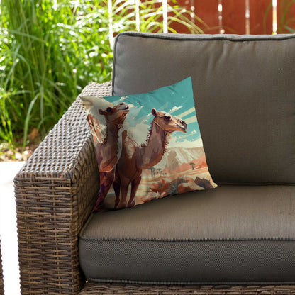 Two Camels Poly Twill Throw Pillow | Stylish Home Decor