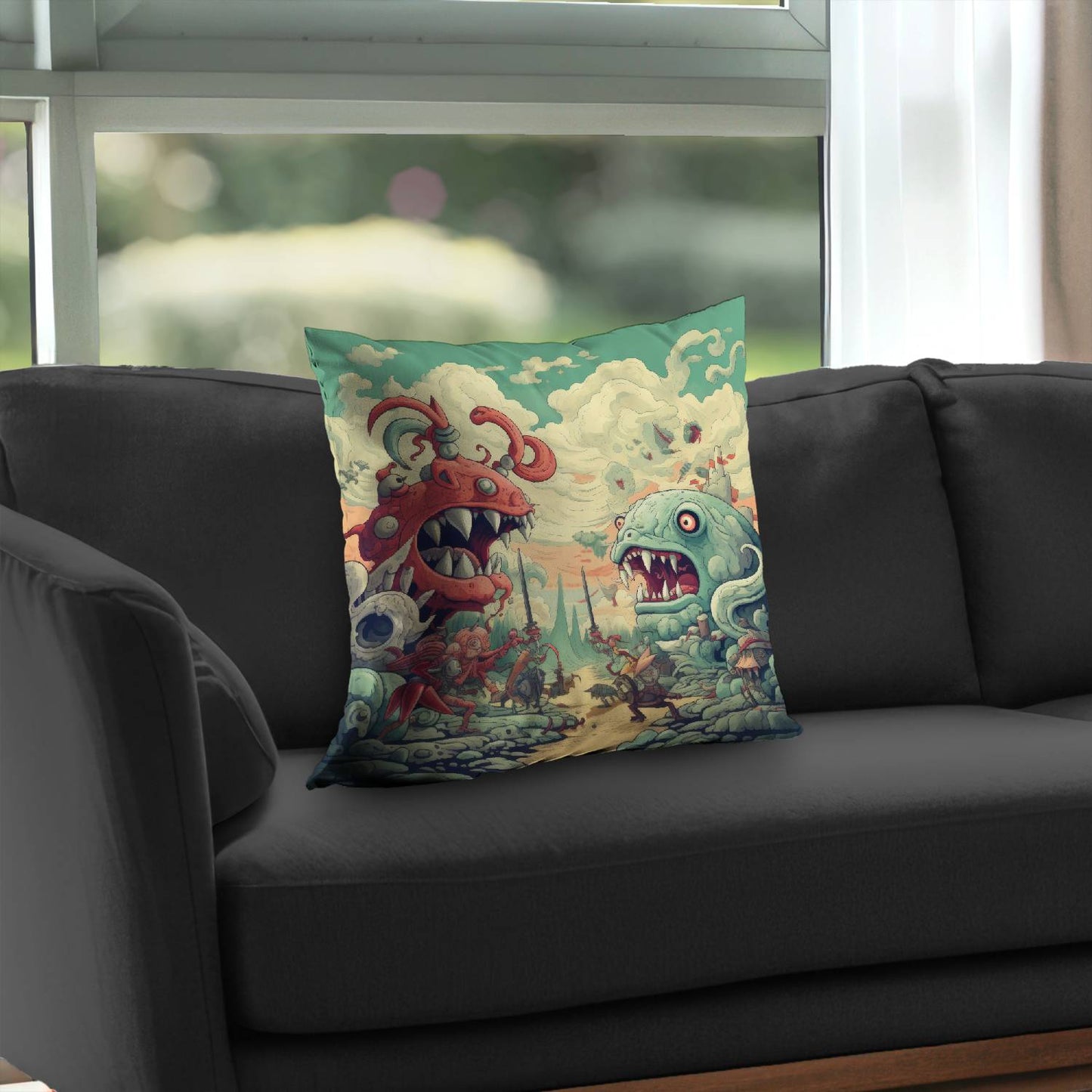 Two titans - Throw pillow - Print on demand