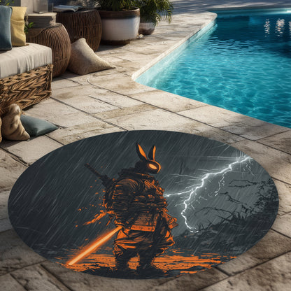 War machine Gray Round Outdoor Area Rug for Home Decor