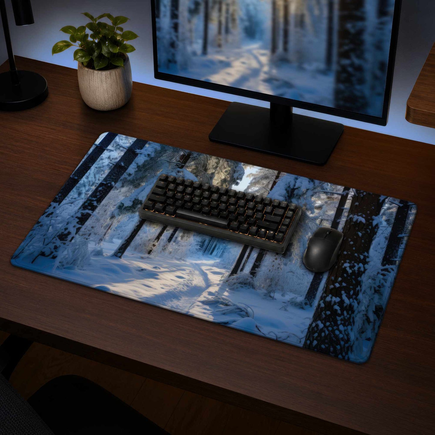 Tapis de bureau Chemin enneigé - Décoration élégante pour votre bureau