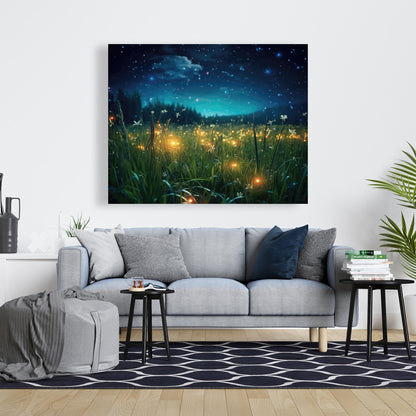 Fireflies at night - 32"x32" Canvas