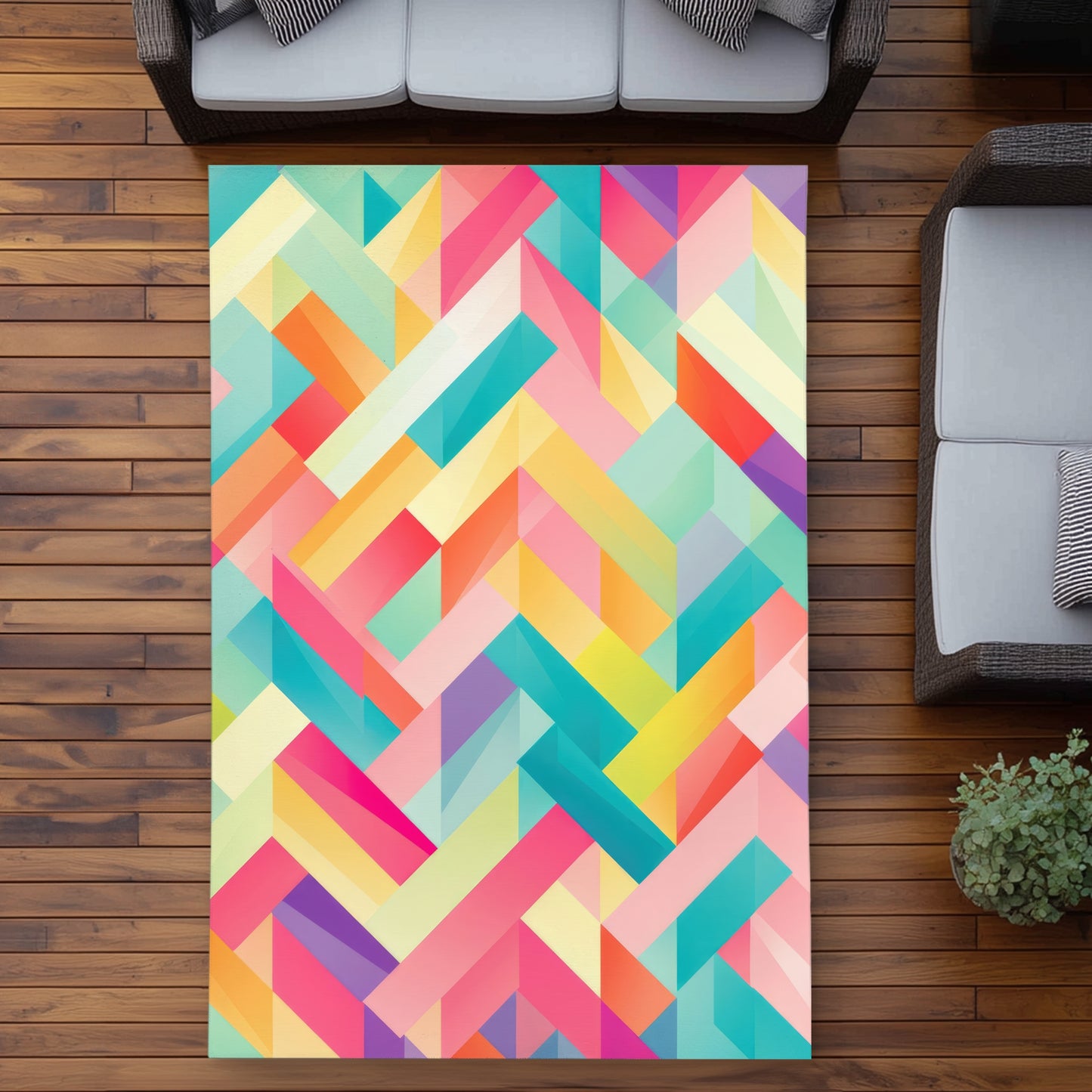 Stripe Harmony Turquoise Outdoor Area Rug | Decor Essentials