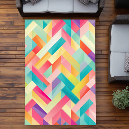 Stripe Harmony Turquoise Outdoor Area Rug | Decor Essentials