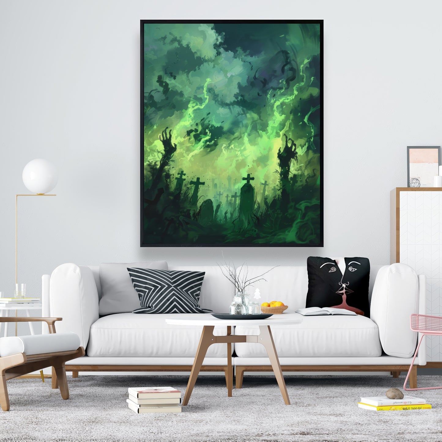 Reaching Hell - Turquoise Framed Canvas | Home Decor Art