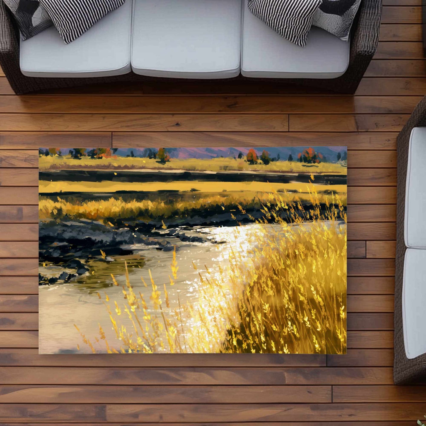 Tapis d'extérieur lumineux Golden Stream | Accessoire de décoration intérieure