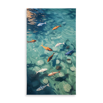 Caustic Fish Beige Indoor Outdoor Tablecloth | Home Decor