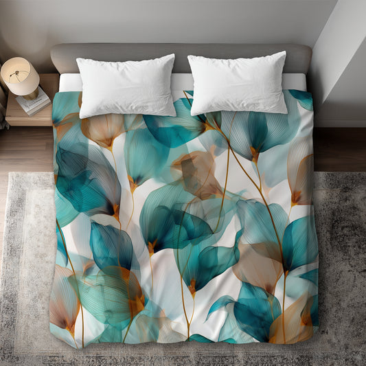 Teal and Brown Duvet Cover | Elegant Home Decor Accent