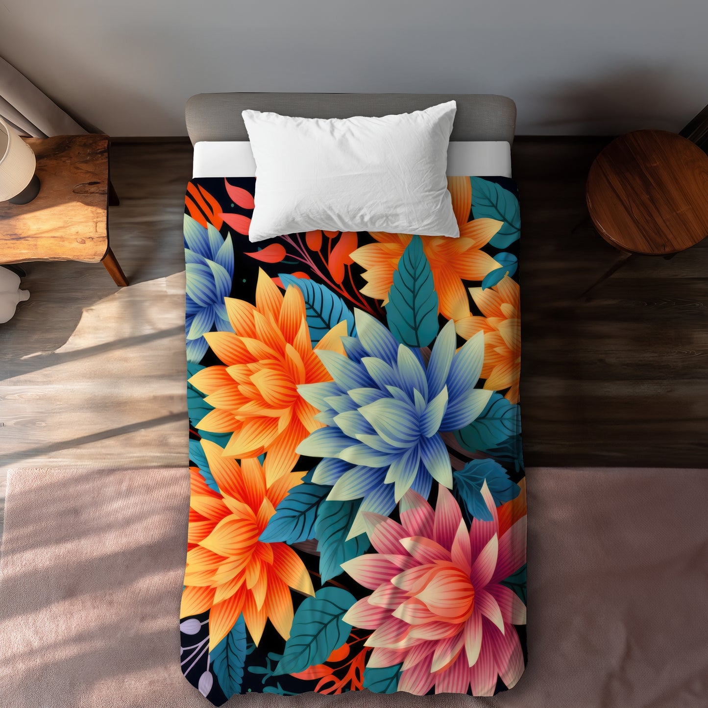 Housse de Couette Bouquet de Couleurs - Linge de Lit Décoration Maison Vibrante