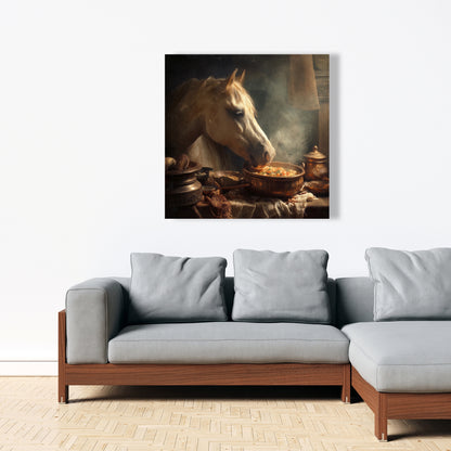 Horse on soup - 24"x24" Canvas